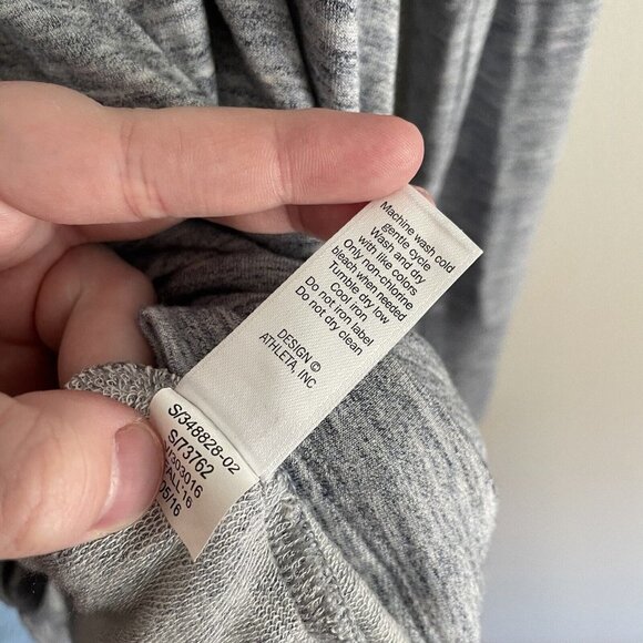 Athleta Womn XS Light Navy Blue Heather Lightweight Knit Faux Wrap Studio Hoodie - Picture 10 of 11